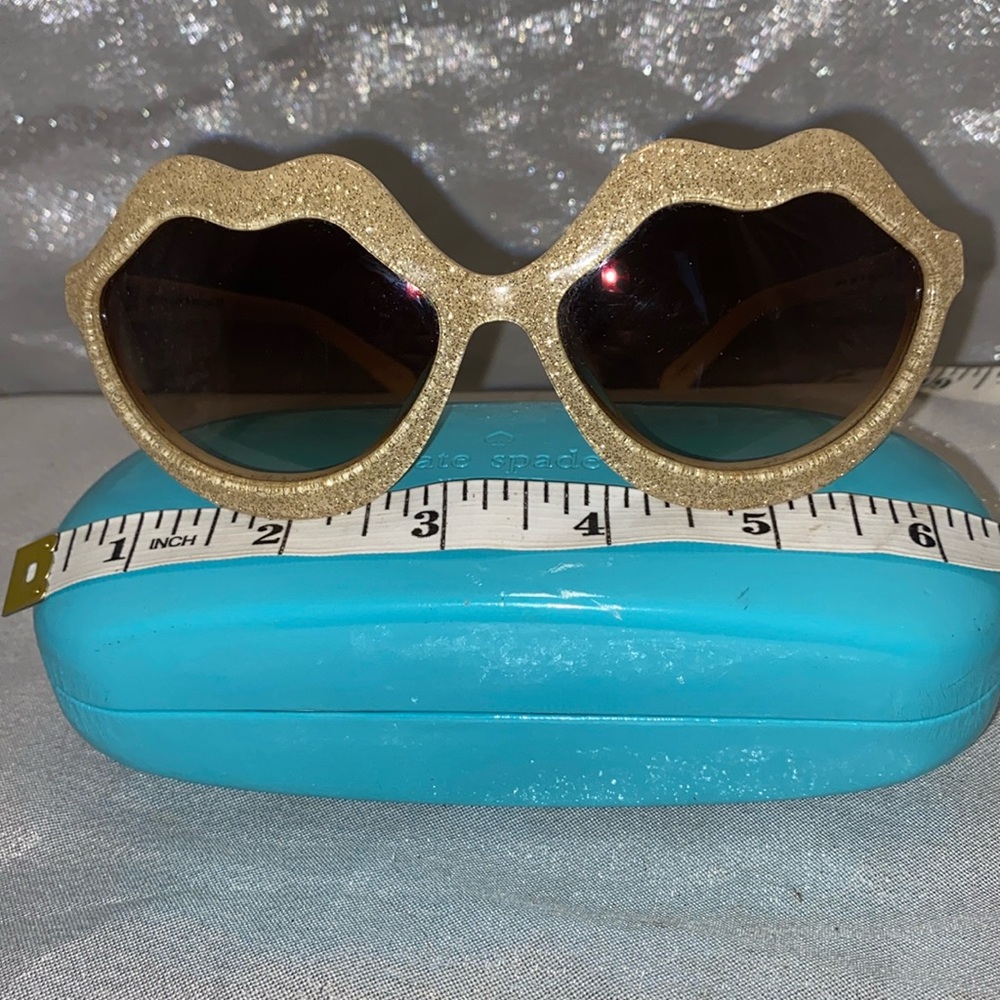 EUC Kate Spade Gold, glitter Lip-Shaped Sunglasses